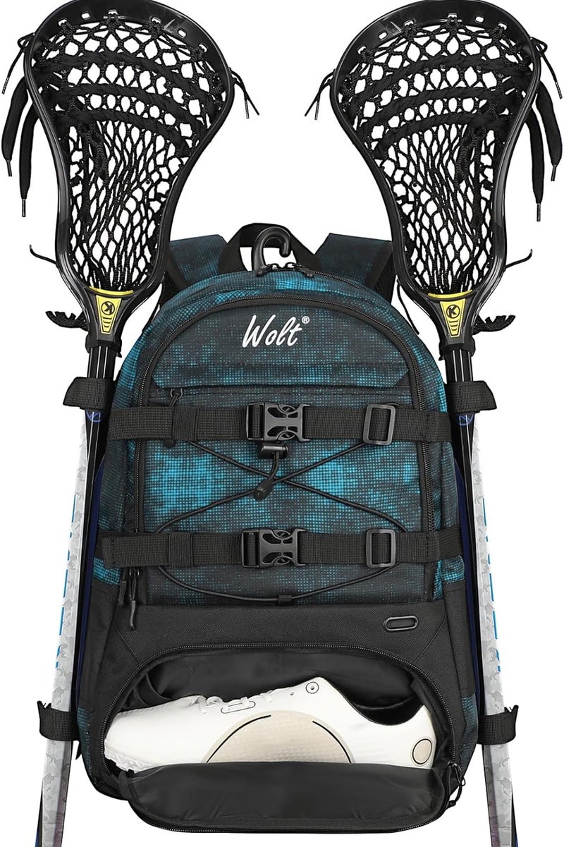 WOLT Lacrosse Bag-Lacrosse Backpack with Two Sticks Holder-Large Field Hockey Bag Holds All Sport Gears - Image 2